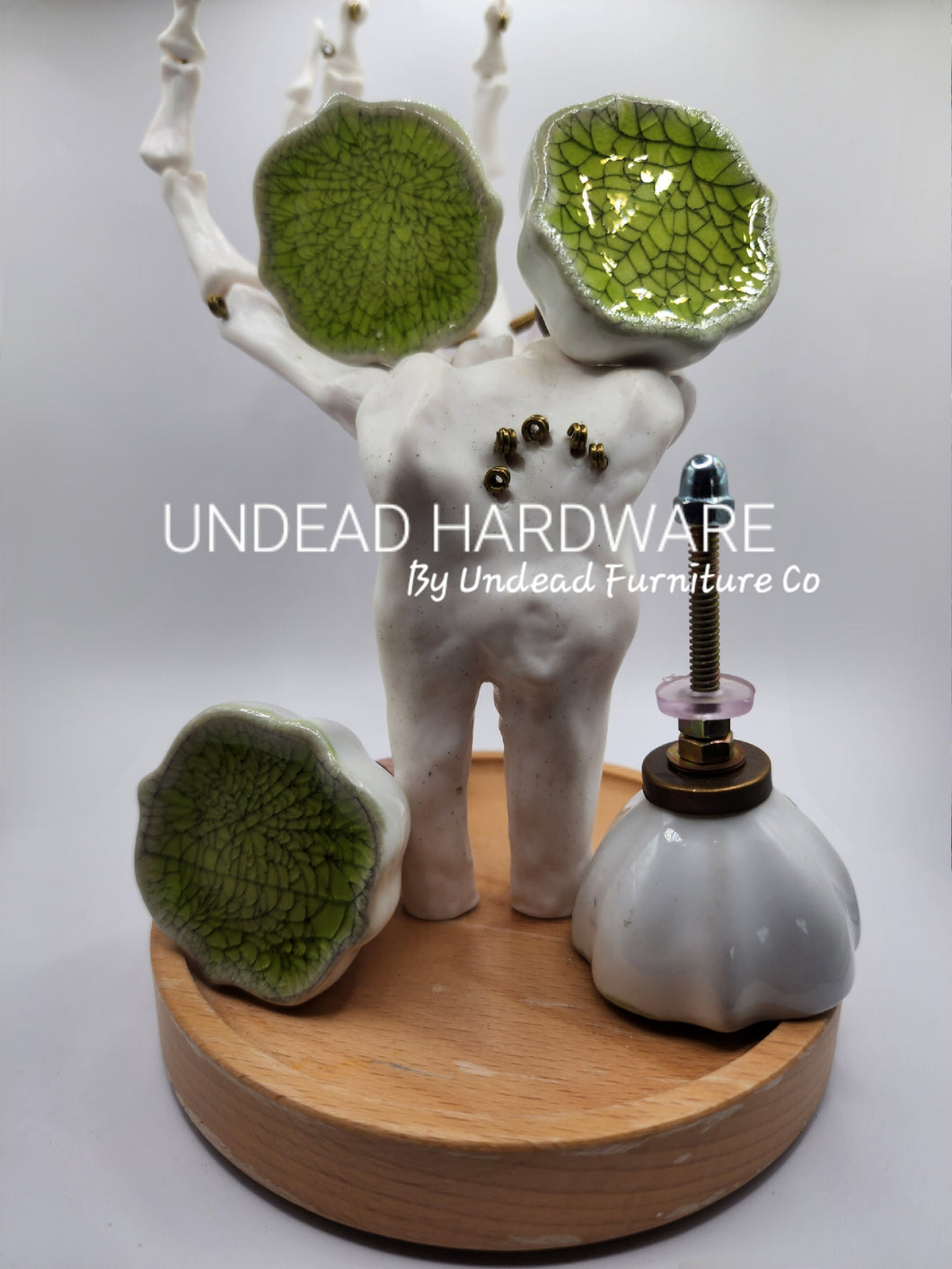 UNDEAD HARDWARE - GREEN CRACKLE CERAMIC ~ OLIVE (4 PACK)