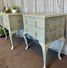 Load image into Gallery viewer, Queen Anne Style Sage/Grey Bedside pair
