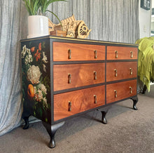 Load image into Gallery viewer, Queen Anne 6 drawer dresser - Black and mahogany
