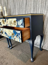 Load image into Gallery viewer, Queen Anne Style Navy floral Gold Bedside pair
