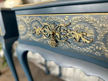 Load image into Gallery viewer, Queen Anne Style Dark Teal &amp; Vintage Gold Bedside pair
