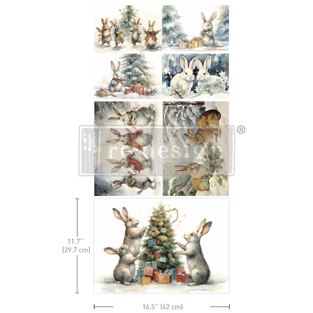 A3 REDESIGN DECOUPAGE FIBRE (3 SHEET PACK) - BUNNY WONDERLAND (LIMITED RELEASE)