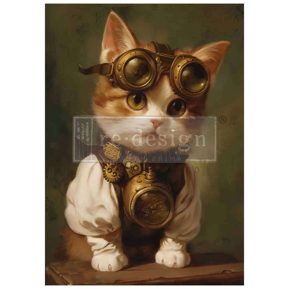 A1 REDESIGN DECOUPAGE FIBRE - CLOCKWORK KITTY (LIMITED RELEASE)