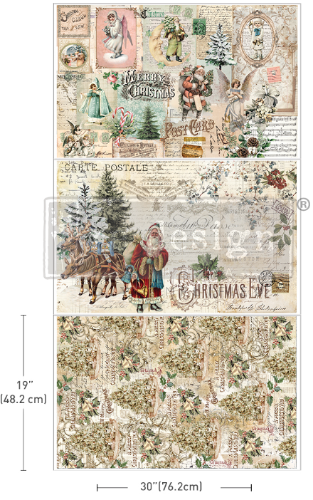 DECOUPAGE DECOR TISSUE PAPER PACK – HOLLY JOLLY HIDEAWAY – 3 SHEETS, 19.5″X30″ EACH (LIMITED RELEASE)