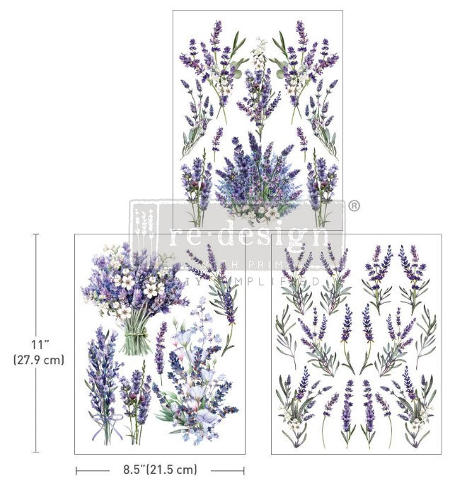 Redesign Transfer Middy ~ LAVENDER BUNCH – 3 SHEETS, 8.5″X11″