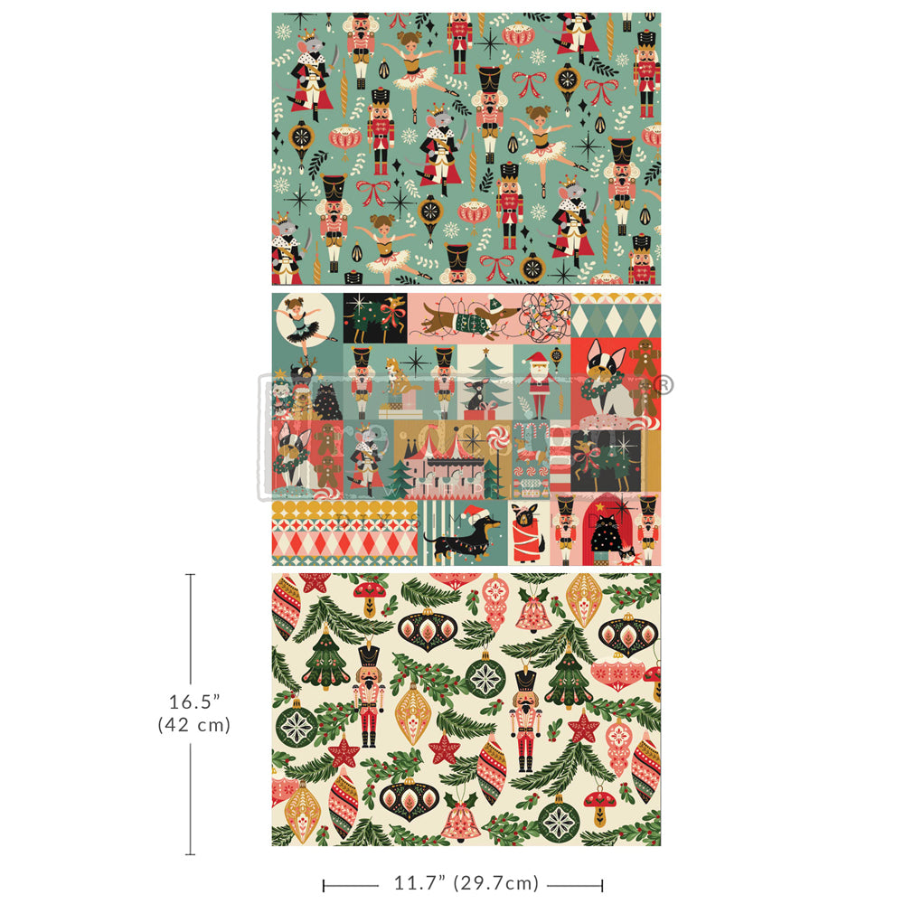 A3 REDESIGN DECOUPAGE FIBRE (3 SHEET PACK) - NUTCRACKER HAPPINESS (LIMITED RELEASE)