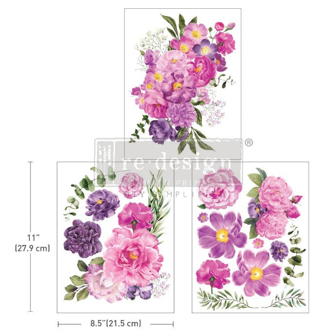 Redesign Transfer Middy ~ PURPLE BLOSSOM – 3 SHEETS, 8.5″X11″