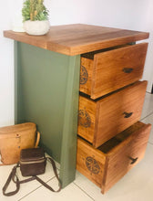 Load image into Gallery viewer, Rustic Bayberry Green &amp; Oak Bedside Cabinet
