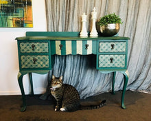 Load image into Gallery viewer, Dark Green Queen Anne Style Dresser / Hall Table
