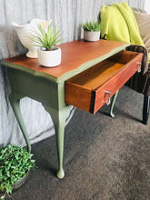 Load image into Gallery viewer, Green &amp; Mahogany Queen Anne Style Hall Table
