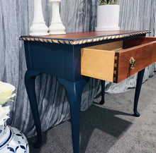 Load image into Gallery viewer, Navy &amp; Mahogany Queen Anne Style Hall Table
