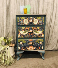 Load image into Gallery viewer, William Morris Blue Strawberry Theif Bedside Table
