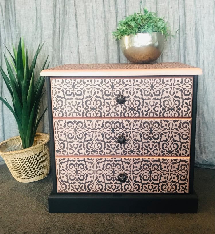 LARGE BEDSIDE = METALLIC ROSE GOLD & BLACK