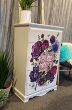 Load image into Gallery viewer, Warm Pale Grey Floral Tall Boy Drawers

