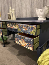 Load image into Gallery viewer, William Morris Strawberry Thief Navy Dressing Table / Hall Table
