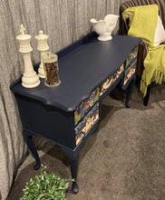 Load image into Gallery viewer, William Morris Strawberry Thief Navy Dressing Table / Hall Table
