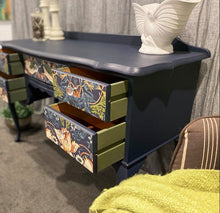 Load image into Gallery viewer, William Morris Strawberry Thief Navy Dressing Table / Hall Table
