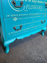 Load image into Gallery viewer, Queen Anne Tall Boy 5 Drawer - Teal &amp; Gold
