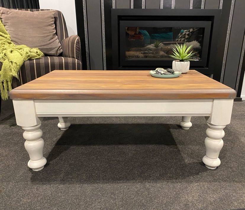 Solid White and Rimu Coffee Table - Square Rectangle