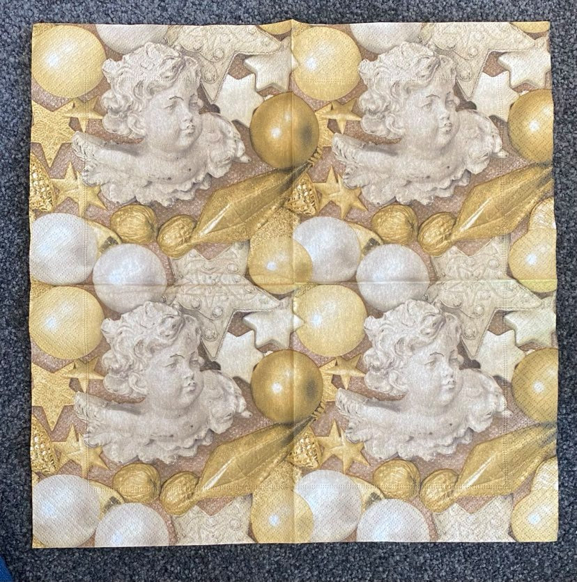 1 x single serviette GOLD CHERUB (#168)
