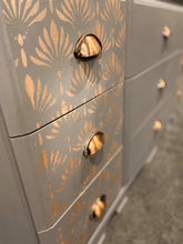 Load image into Gallery viewer, Hazelwood &amp; Metallic Rose Gold Low Boy Drawers
