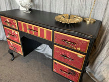 Load image into Gallery viewer, RED, BLACK &amp; GOLD DRESSER/DESK/HALL TABLE
