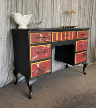 Load image into Gallery viewer, RED, BLACK &amp; GOLD DRESSER/DESK/HALL TABLE
