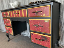 Load image into Gallery viewer, RED, BLACK &amp; GOLD DRESSER/DESK/HALL TABLE
