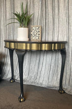 Load image into Gallery viewer, Black &amp; Bronze Demi Lune Hall Table with Claw feet
