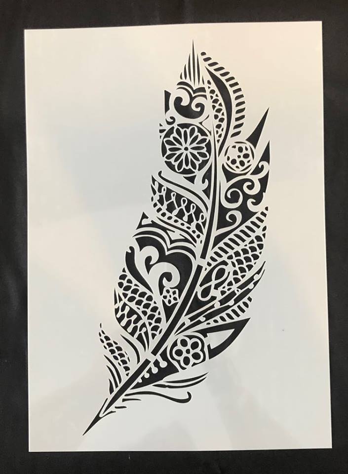 A4 Quality Stencil - Feather Mandala