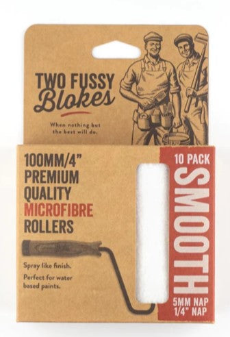 TWO FUSSY BLOKES MICROFIBRE MINI PAINT ROLLERS 100mm/5mm nap/10 pack