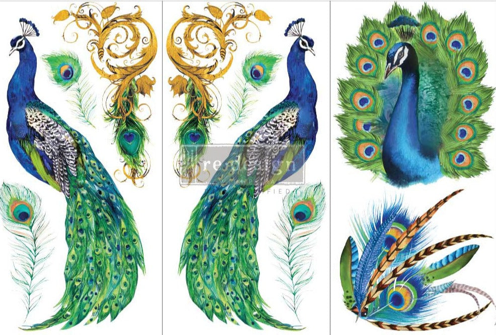 Redesign Transfer ~ PEACOCK PARADISE – 3 SHEETS, 6″X12″