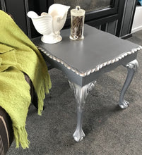 Load image into Gallery viewer, Vintage Carved Grey &amp; Silver Occassional Table
