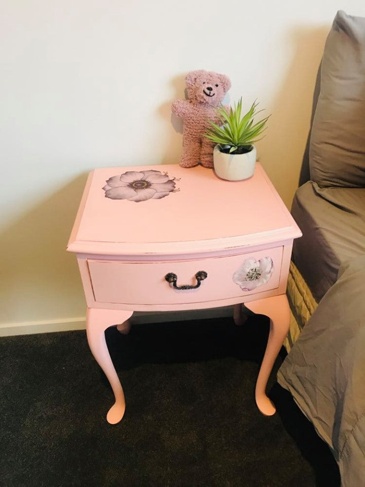 Pink Queen Anne Bedside Table