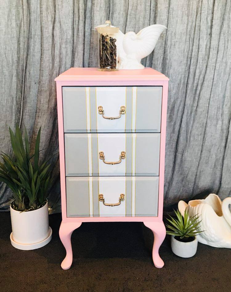 Pink & Grey Bedside Table