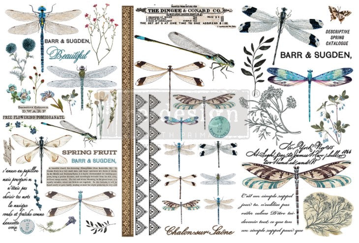 Redesign Transfer ~ SPRING DRAGONFLY – 3 SHEETS, 6″X12″