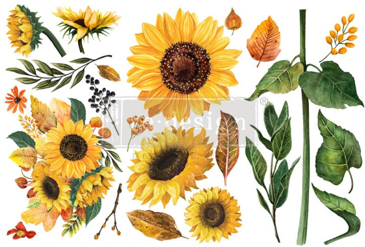 Redesign Transfer ~ SUNFLOWER AFTERNOON – 3 SHEETS, 6″X12″