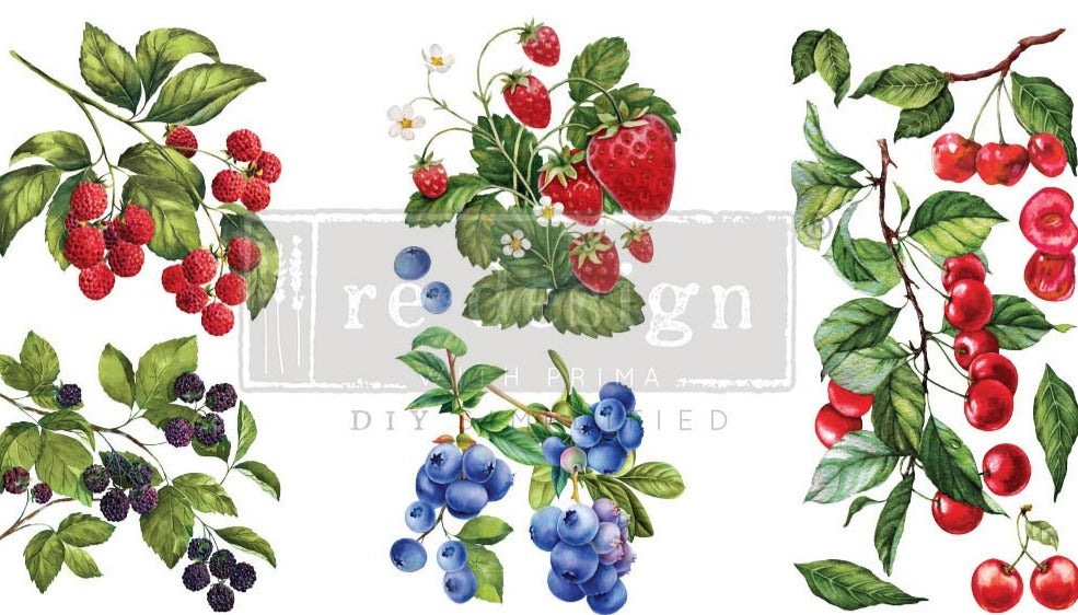Redesign Transfer ~ SWEET BERRIES – 3 SHEETS, 6″X12″