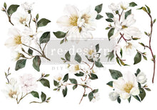 Load image into Gallery viewer, Redesign Transfer ~ WHITE MAGNOLIA – 3 SHEETS, 6″X12″
