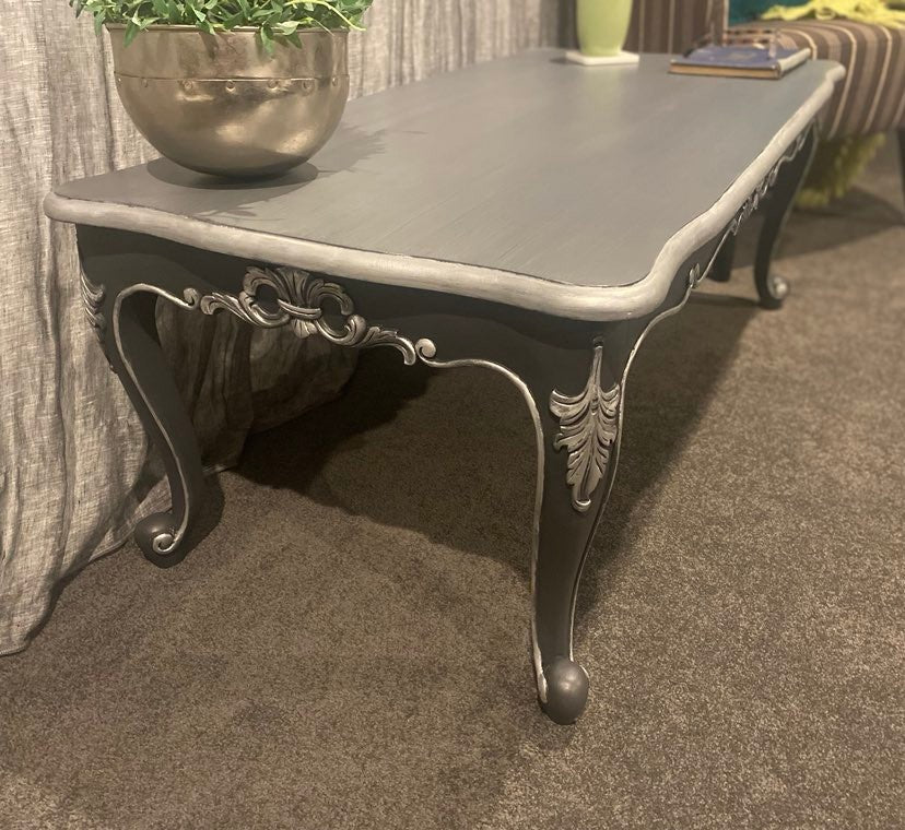 Charcoal & Silver Large French Style Coffee Table