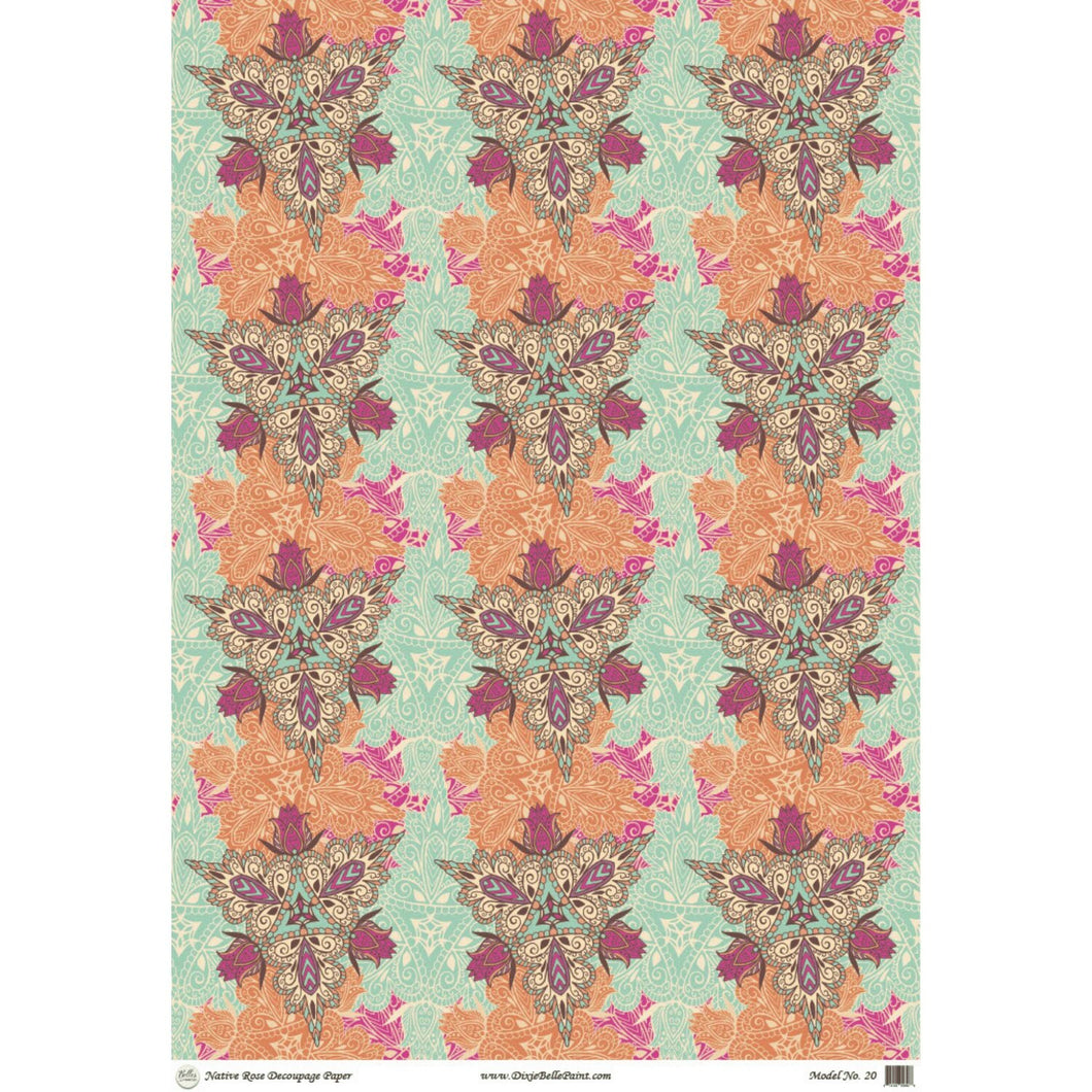 BELLES & WHISTLES - A1 DECOUPAGE RICE PAPERS - NATIVE ROSE