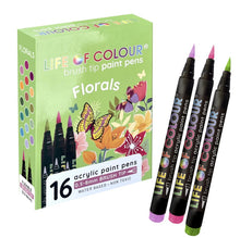 Load image into Gallery viewer, FLORAL COLOURS BRUSH Tip Acrylic Paint Pens - Set of 16
