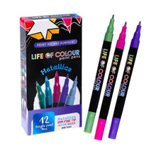 Load image into Gallery viewer, METALLIC 1mm Fine Tip Acrylic Paint Pens - Set of 12
